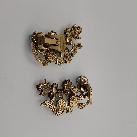 RARE Vintage 1950s 10k Gold Plated Necklace & Clip Earring Set - Picture 15 of 16